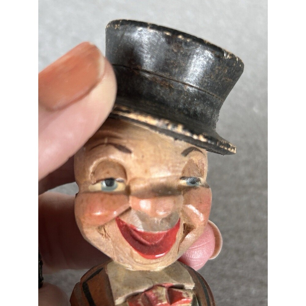 VTG Hand Carved Wood Cork Wine Bottle Stopper Kitschy German Man Bar Ware